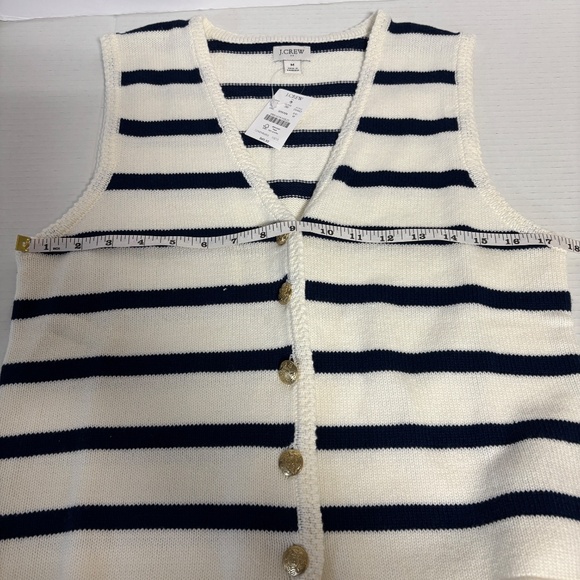 J. Crew Striped Button Down Sweater-Vest Blue/White Size M NWT - Picture 12 of 14